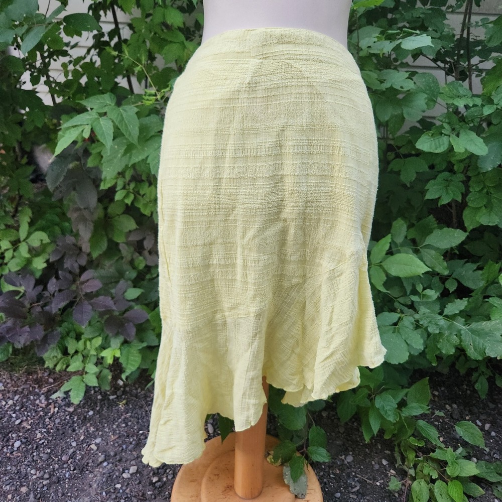 Earth Collection Butter yellow Cotton Asym Midi Skirt XL/XXL Textured eco